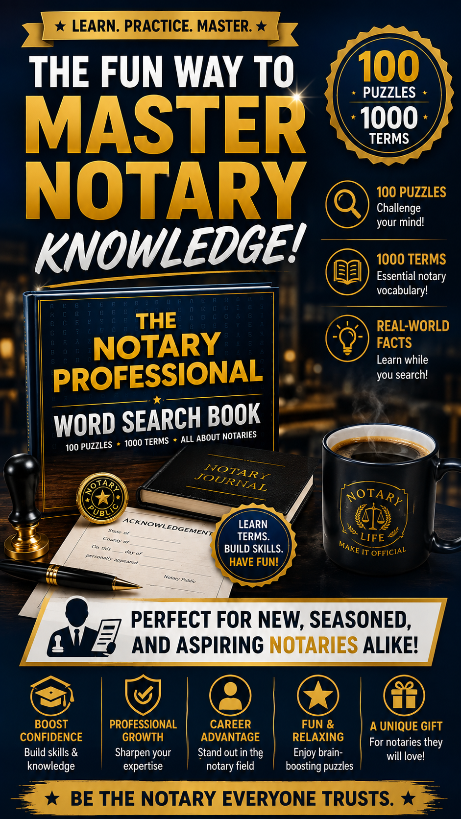 The Notary Professional Word Search Book — 100 puzzles, 1,000 essential notary terms